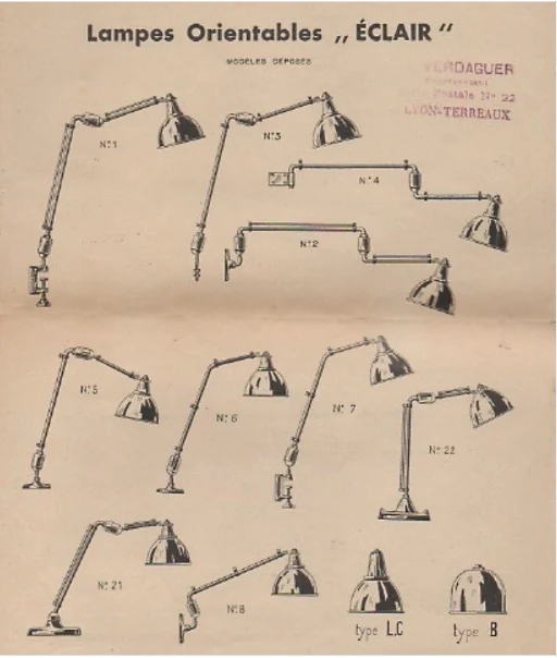 Modèles de lampes Eclair de Emile Eugene Houillon