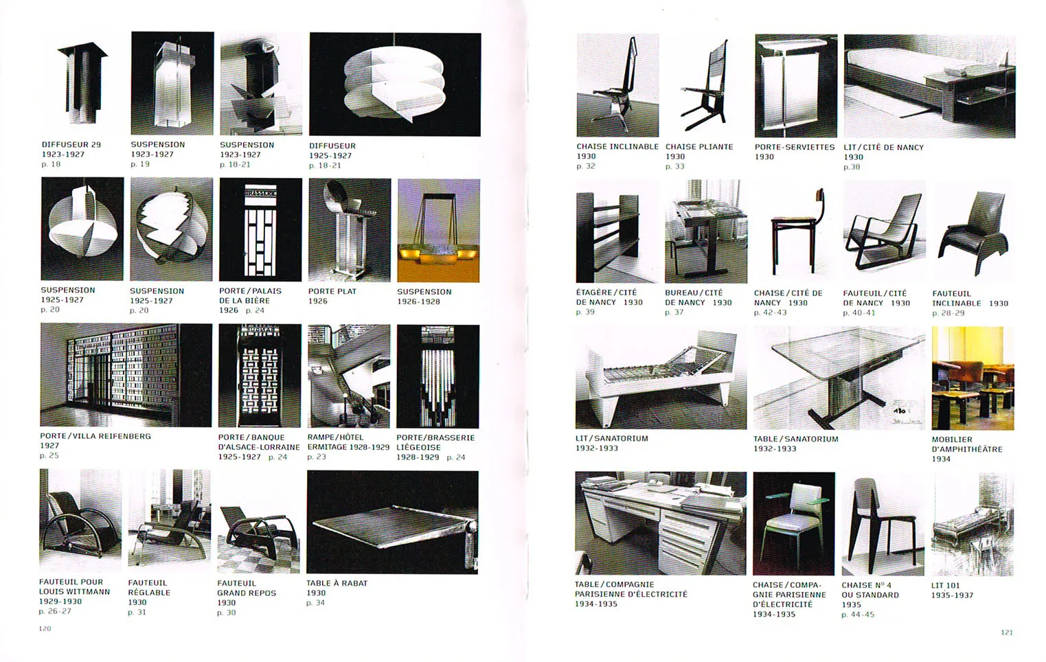 Différents produits créés et édités par le designer Jean Prouvé