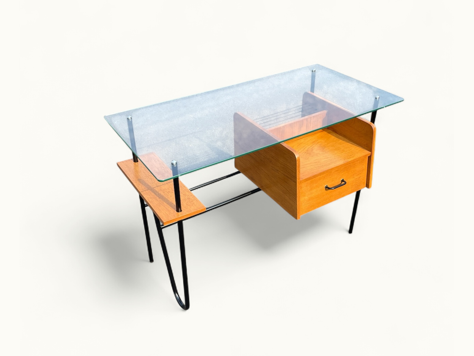 Bureau Azzano Frères 1956 Bois, fer et Glace