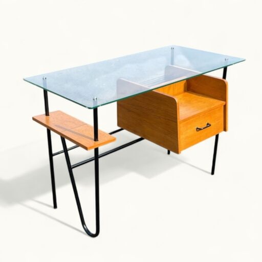 Bureau Azzano Frères 1956 Bois, fer et Glace