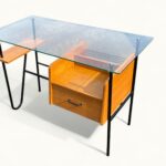 Bureau Azzano Frères 1956 Bois, fer et Glace