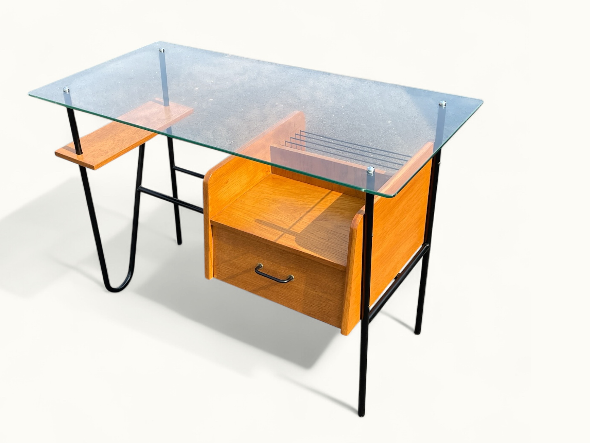 Bureau Azzano Frères 1956 Bois, fer et Glace