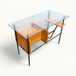 Bureau Azzano Frères 1956 Bois, fer et Glace