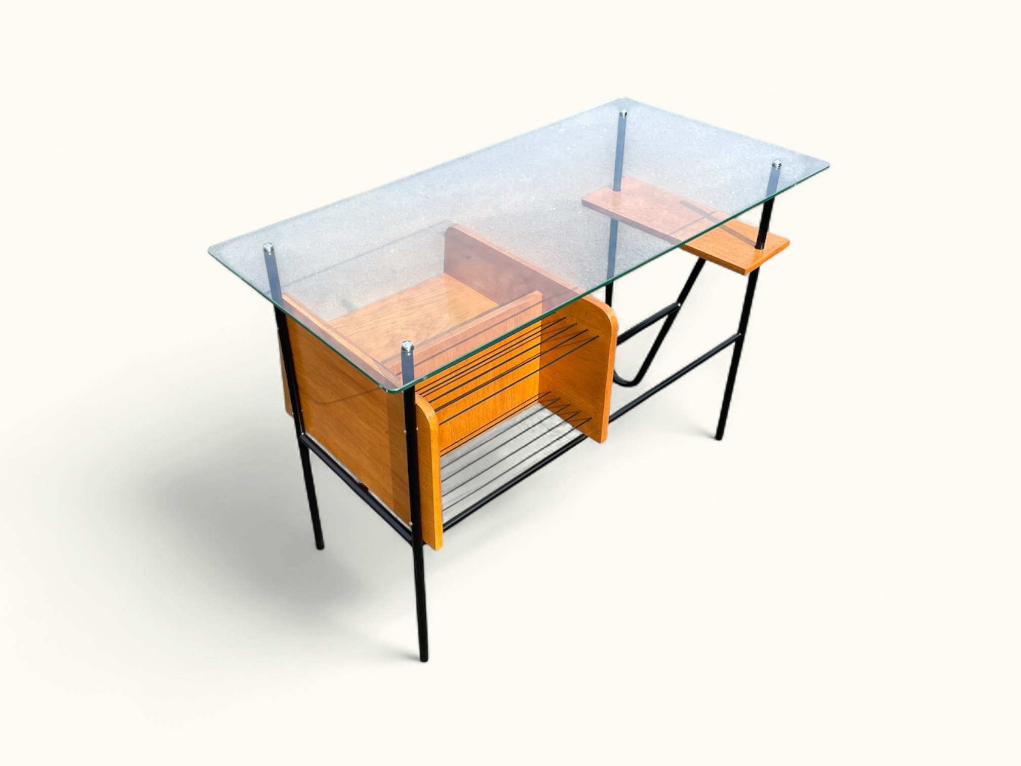 Bureau Azzano Frères 1956 Bois, fer et Glace