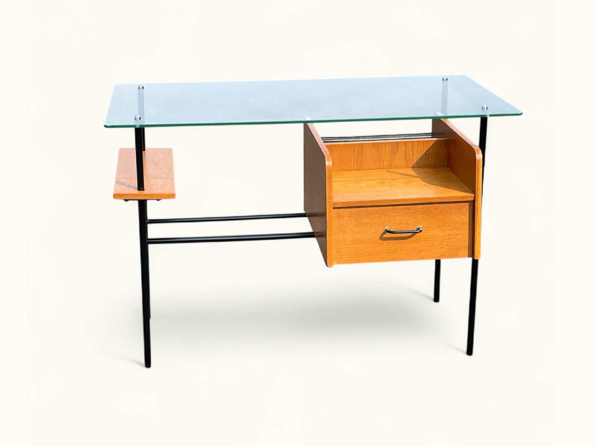 Bureau Azzano Frères 1956 Bois, fer et Glace