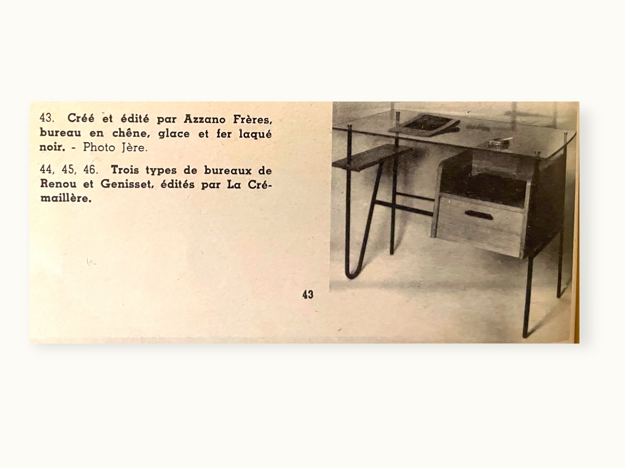 Bureau Azzano Frères 1956 Bois, fer et Glace, meubles et décors 698