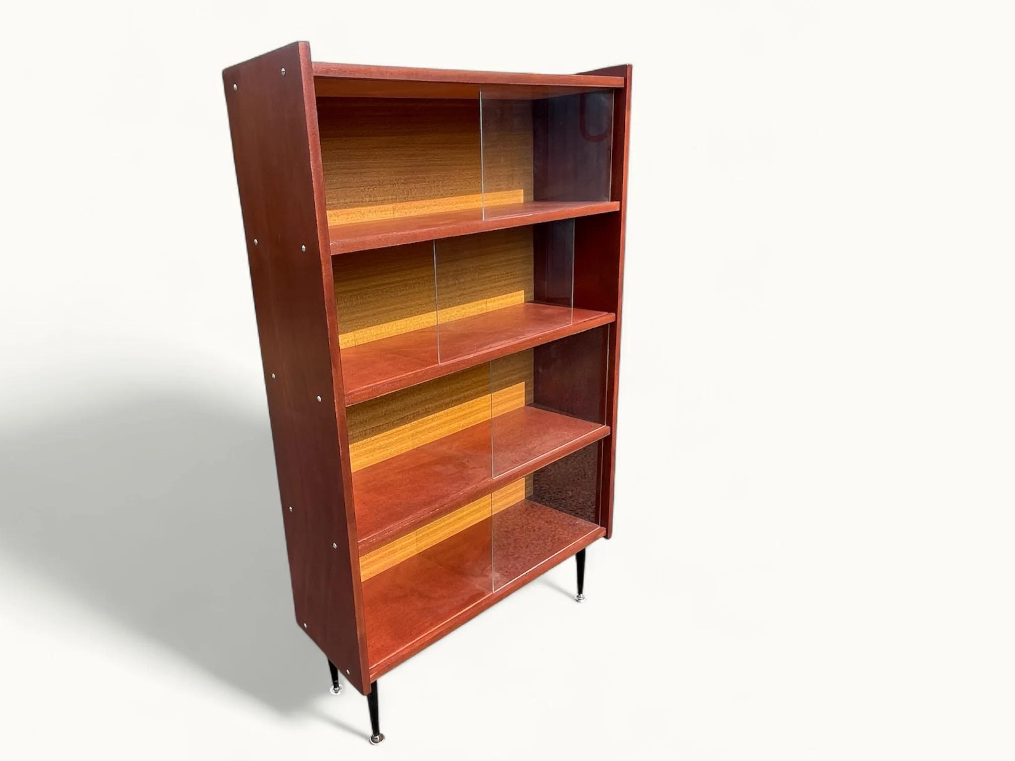 Bibliothèque-Vitrine-vintage-style-scandinave-4-étagères-circa-1970