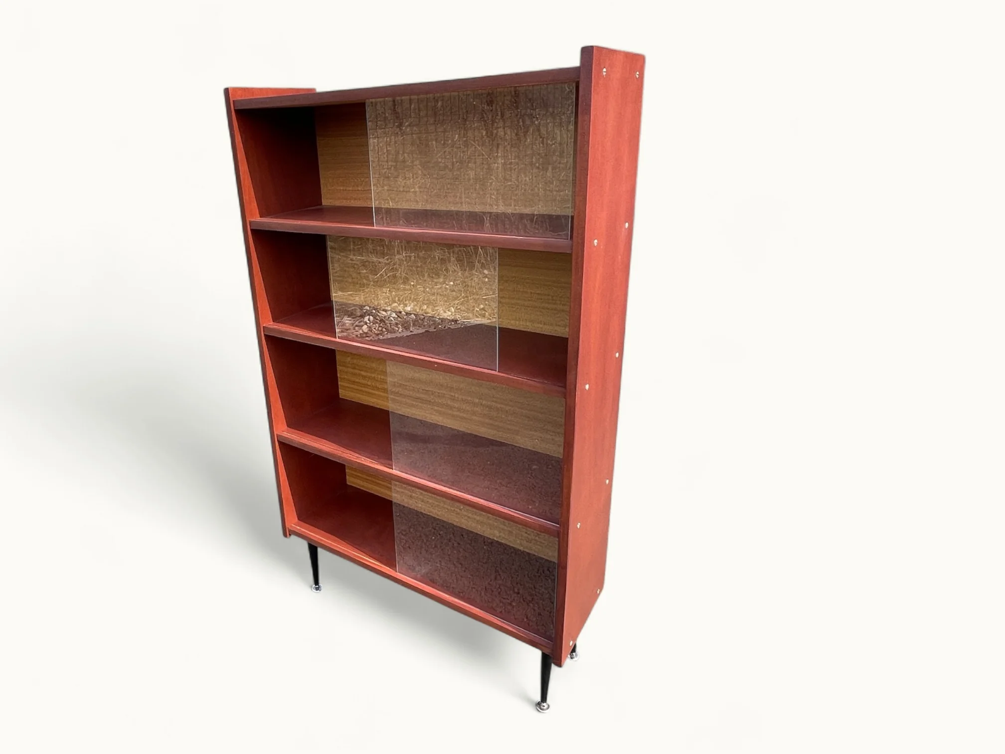 Bibliothèque-Vitrine-vintage-style-scandinave-4-étagères-circa-1970