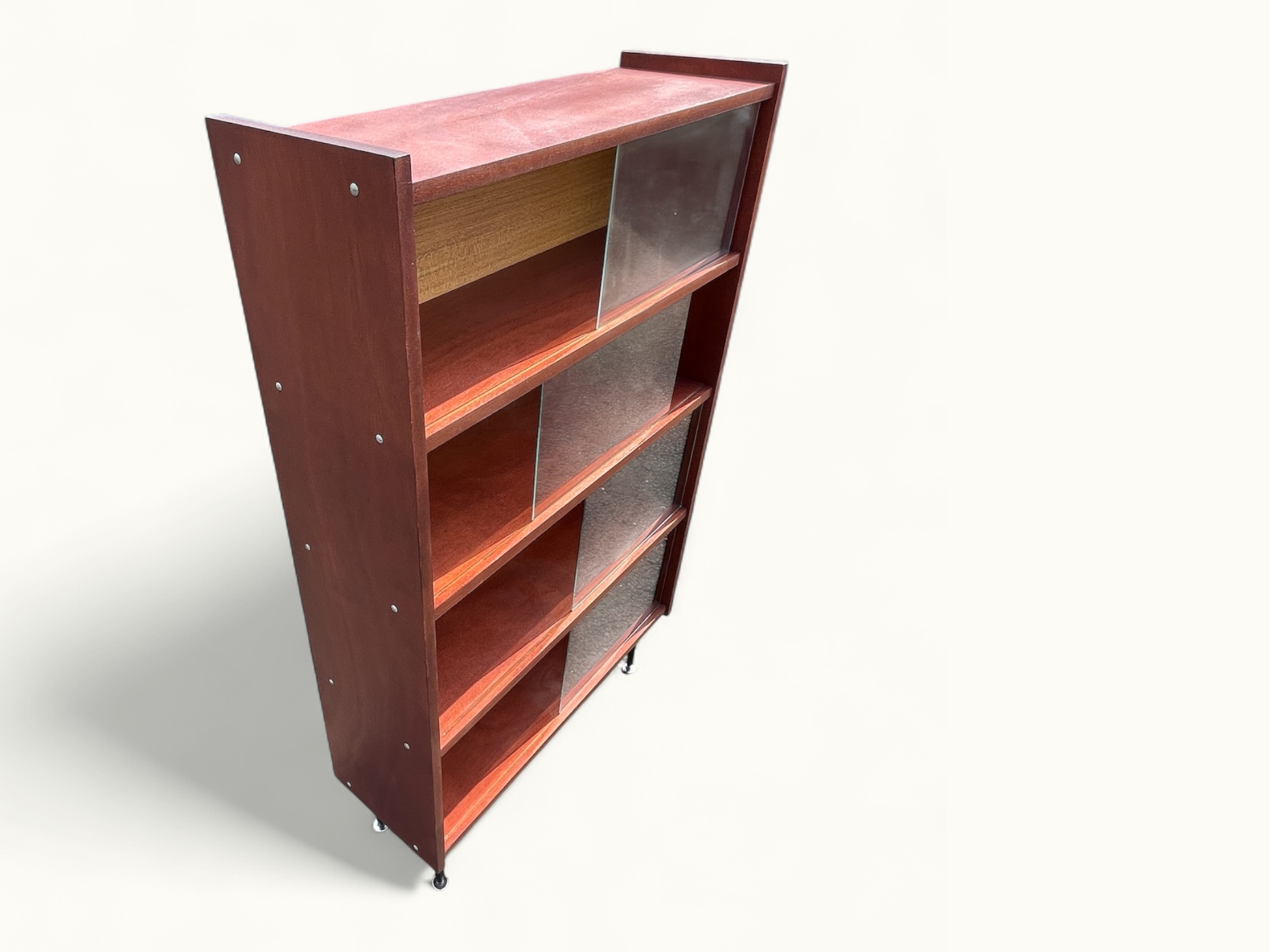 Bibliothèque-Vitrine-vintage-style-scandinave-4-étagères-circa-1970