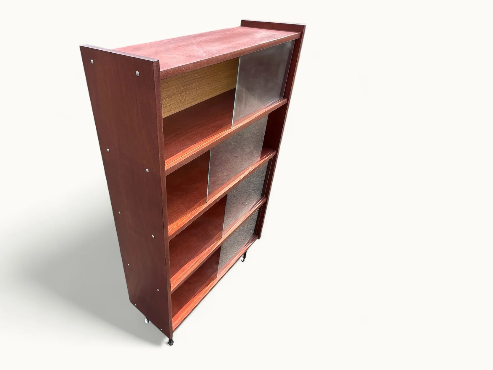 Bibliothèque-Vitrine-vintage-style-scandinave-4-étagères-circa-1970