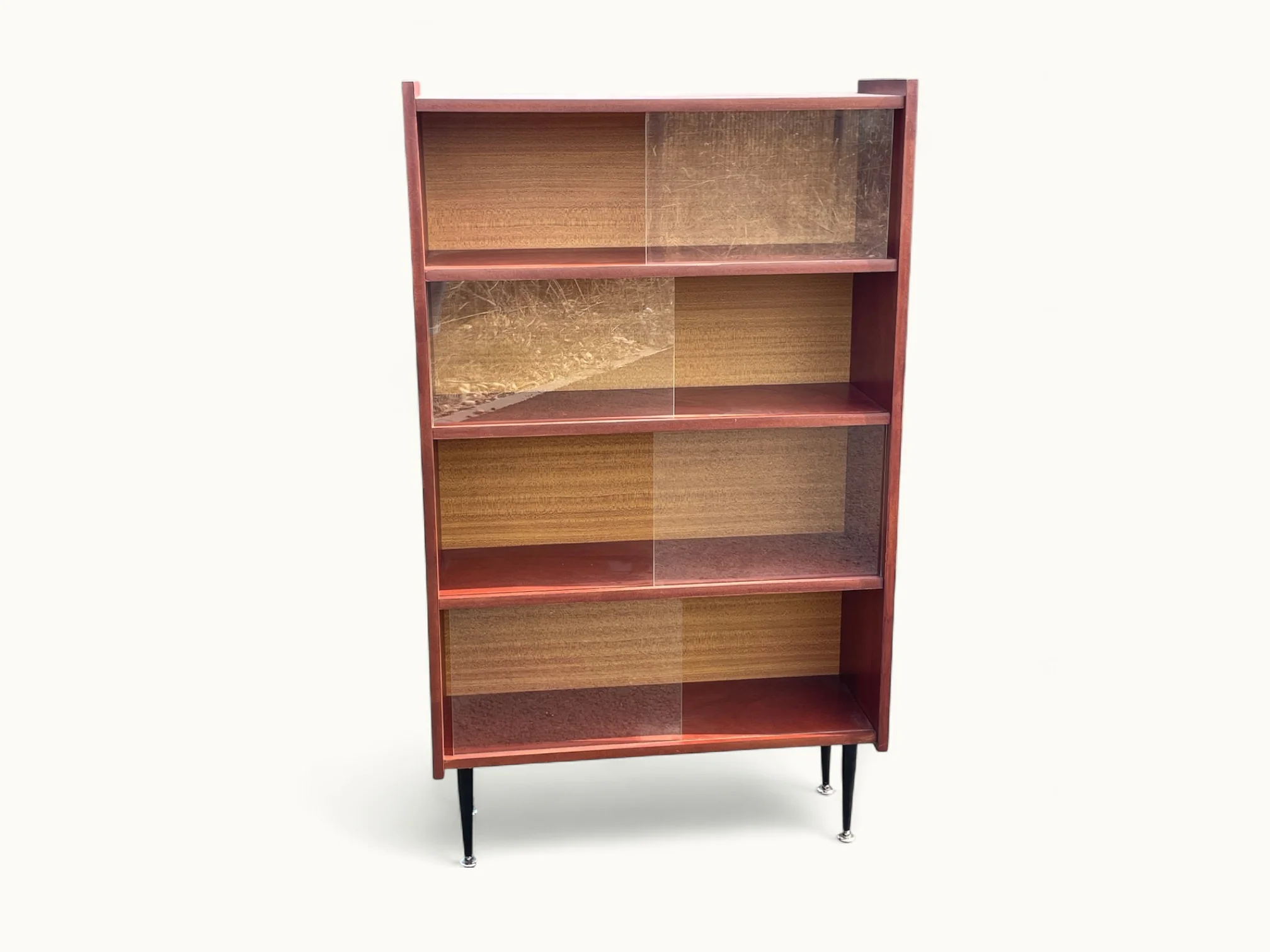 Bibliothèque-Vitrine-vintage-style-scandinave-4-étagères-circa-1970