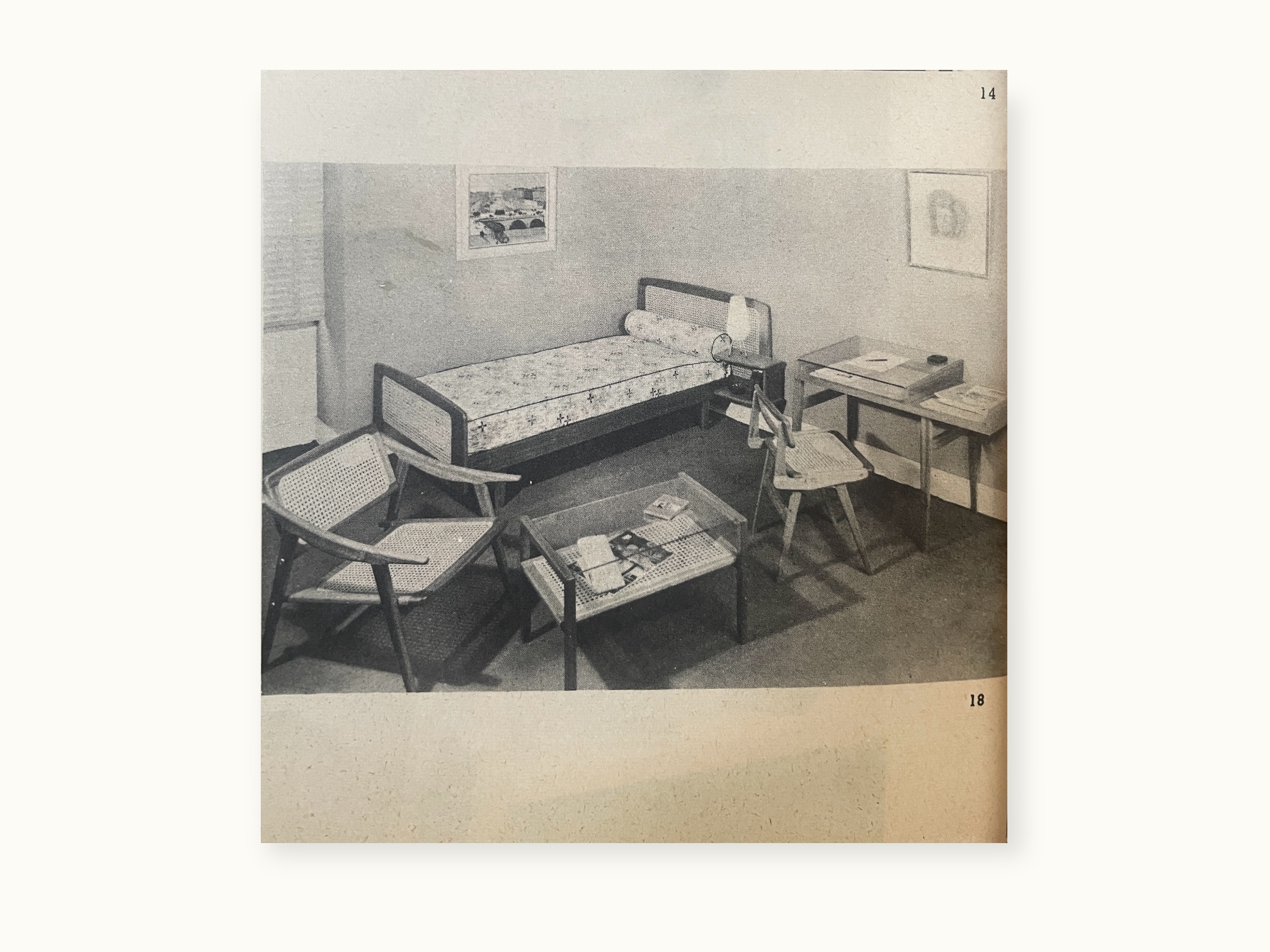 Table basse SNA Roset - Gamme cannage nylon - attribué à Michel Ducaroy - 1958