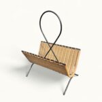 Porte revue en rotin et fer laqué noir, années 50